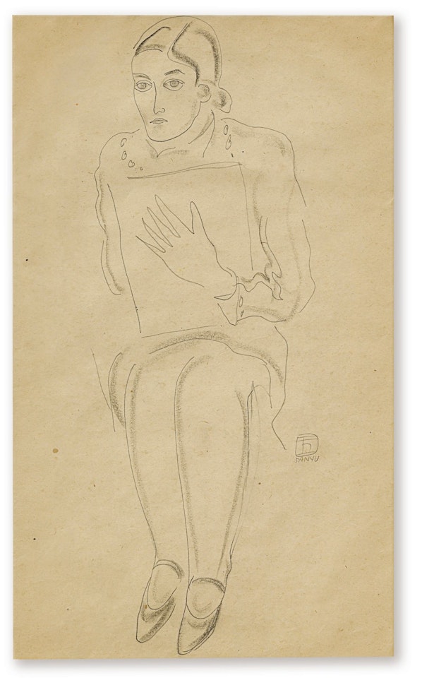 FEMME ASSISE AU CARTON À DESSIN by Sanyu