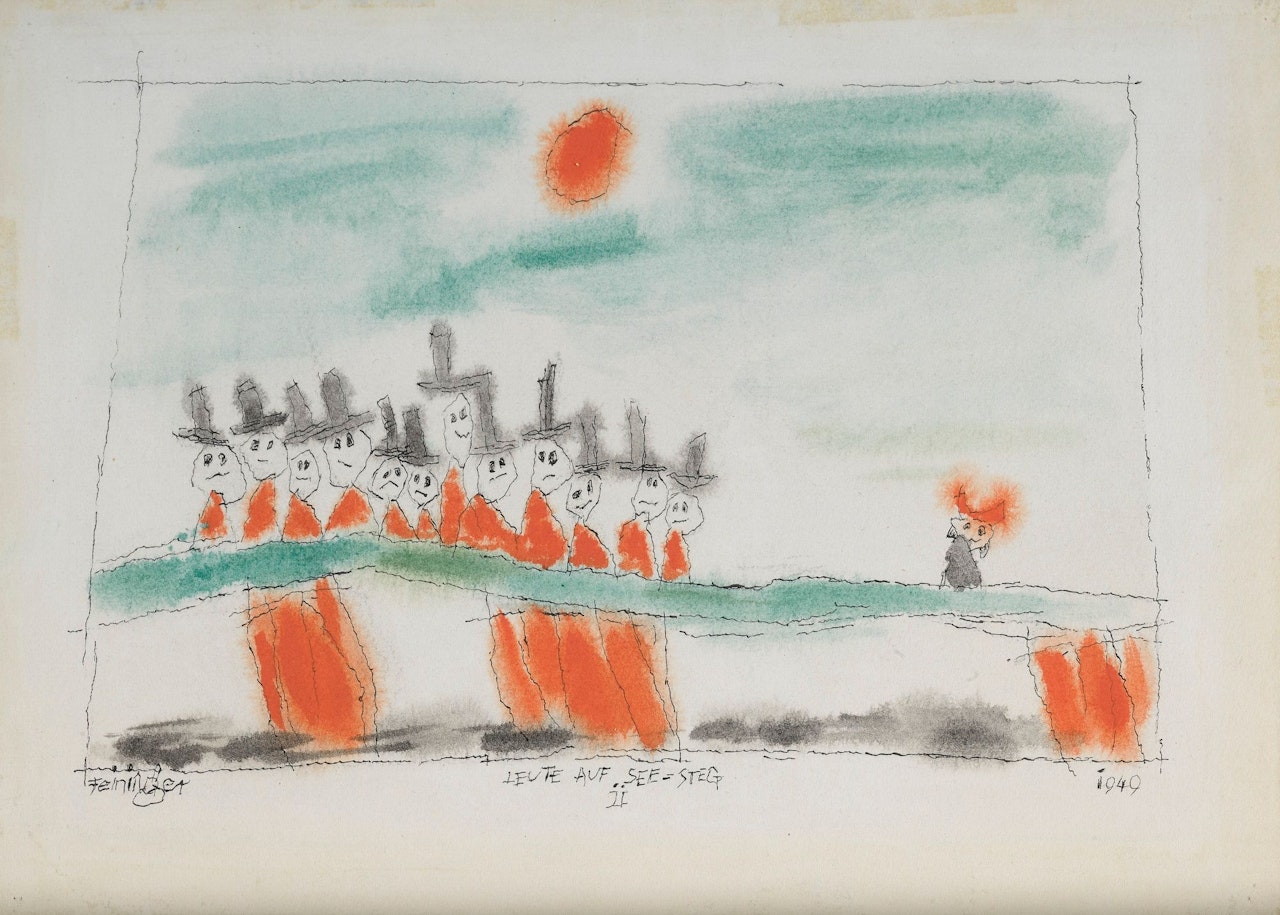 LEUTE AUF EIN SEE-STEG II  by Lyonel Feininger
