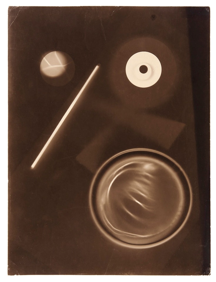 UNTITLED (PHOTOGRAM WITH CIRCULAR SHAPES AND DIAGONAL LINE) by László Moholy-Nagy