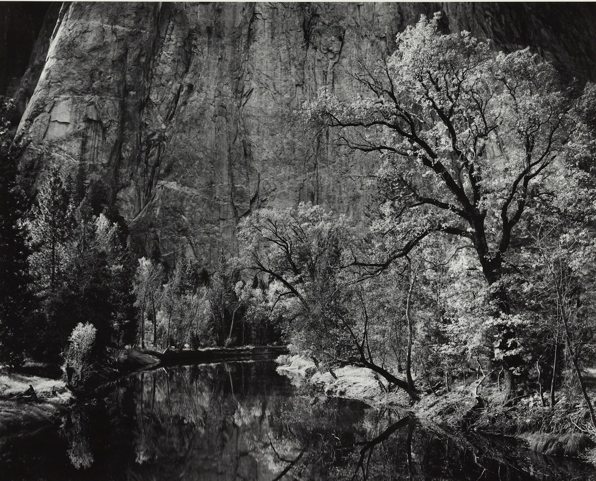 MERCED RIVER CLIFFS, AUTUMN, YOSEMITE VALLEY, CALIFORNIA' by Ansel Adams