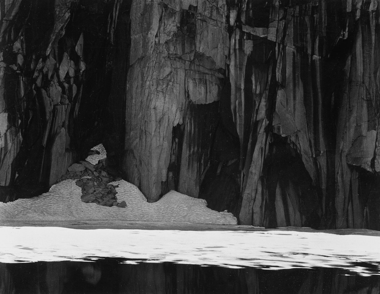 FROZEN LAKE AND CLIFFS, SIERRA NEVADA, CALIFORNIA by Ansel Adams