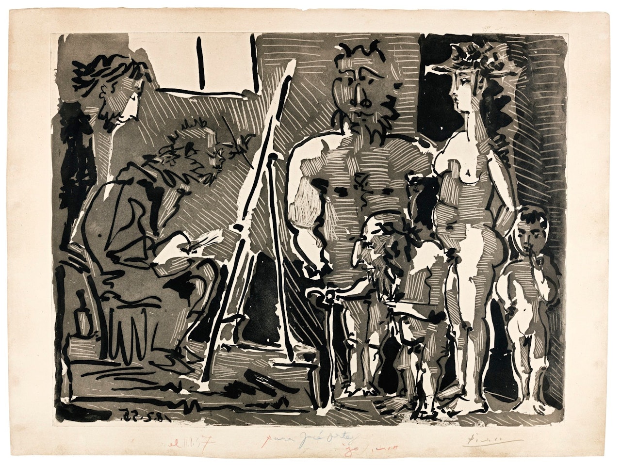 VARIATION SUR LA TH�ME DE LAS MENINAS: VISITEURS � L'ATELIER (B. 770; BA. 920) by Pablo Picasso