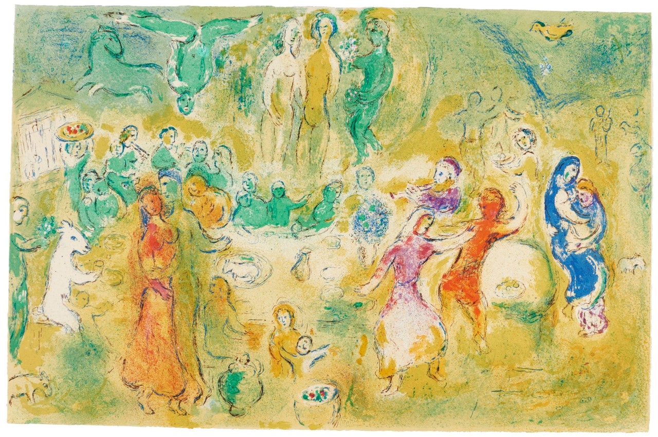 FESTIN NUPTIAL DANS LA GROTTE DES NYMPHES (M. 348; CRAMER BOOKS 46) by Marc Chagall