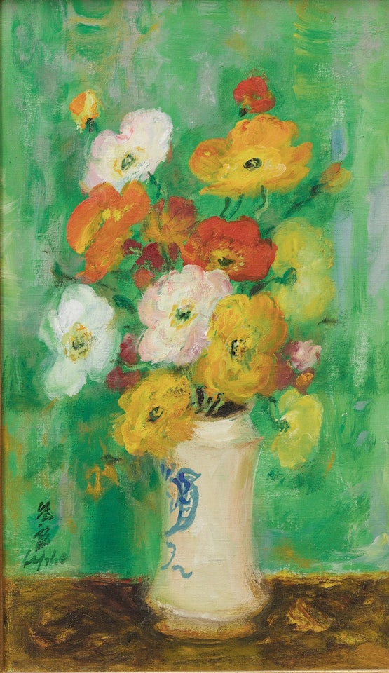 LES POPPIES SUR FOND VERT (POPPIES AGAINST A GREEN BACKGROUND) by Le Pho