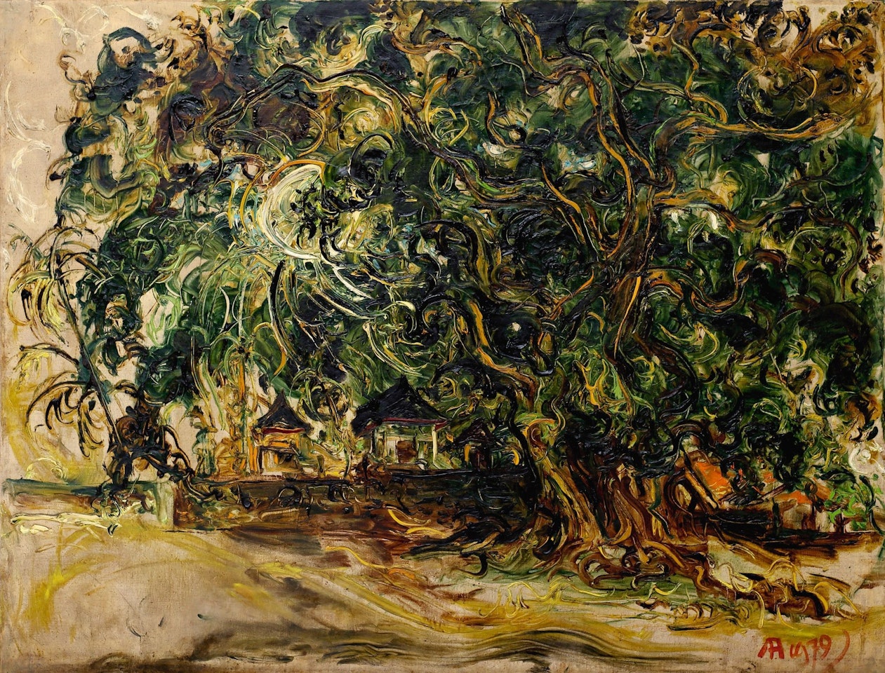 MARKET UNDER THE BANYAN TREE by Affandi