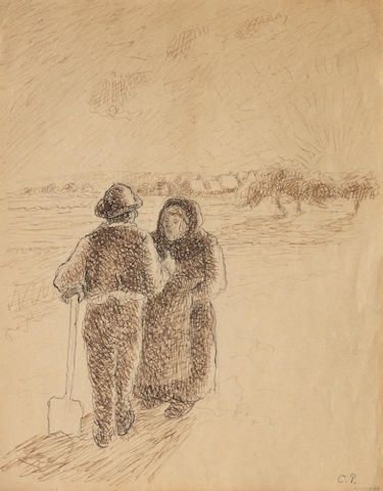 Gossip at Sunset by Camille Pissarro