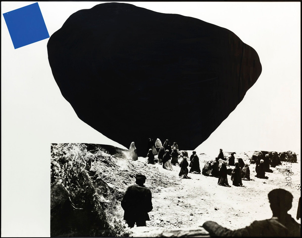 BLACK SHAPE (LARGE)/ BLUE SHAPE (SMALL) (WITH ONLOOKERS) by John Baldessari