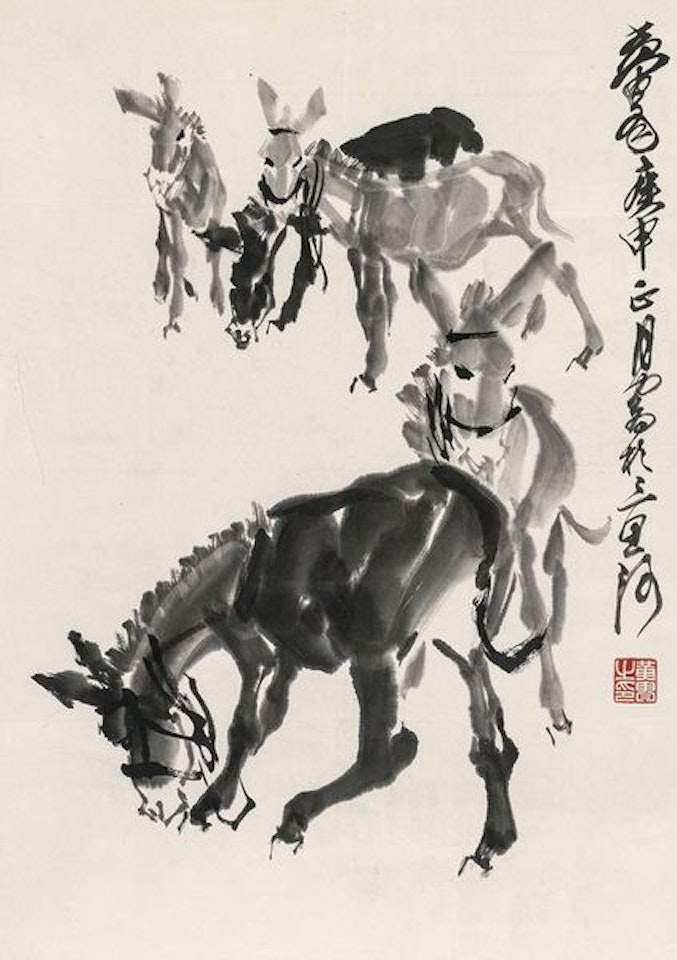 Five donkeys by Huang Zhou