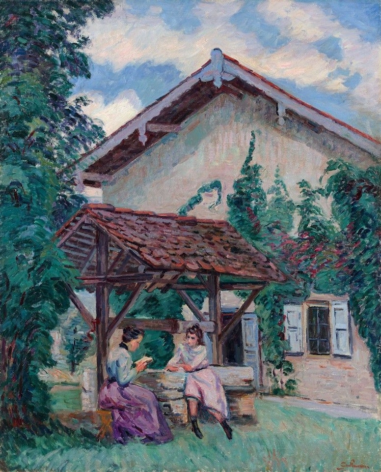 Madame Guillaumin and her daughter at La Courrerie, Pontcharra by Armand Guillaumin