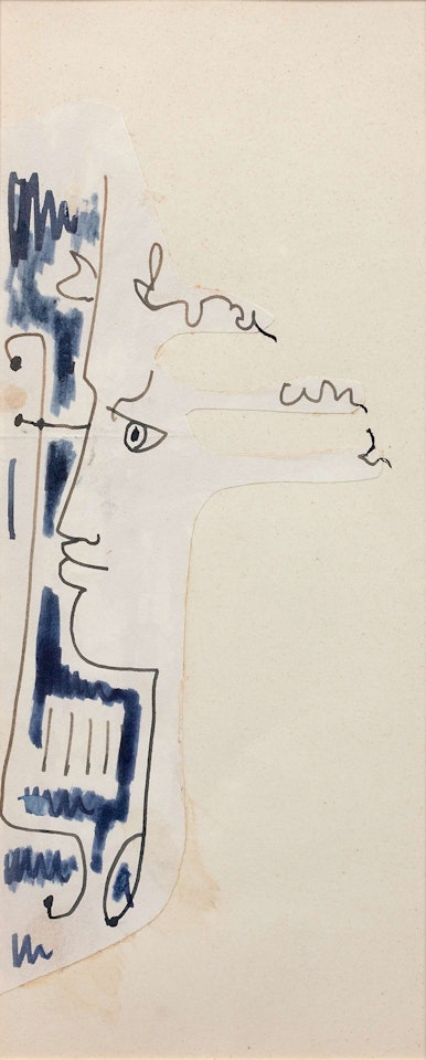 Orpheus profile in the lyre by Jean Cocteau