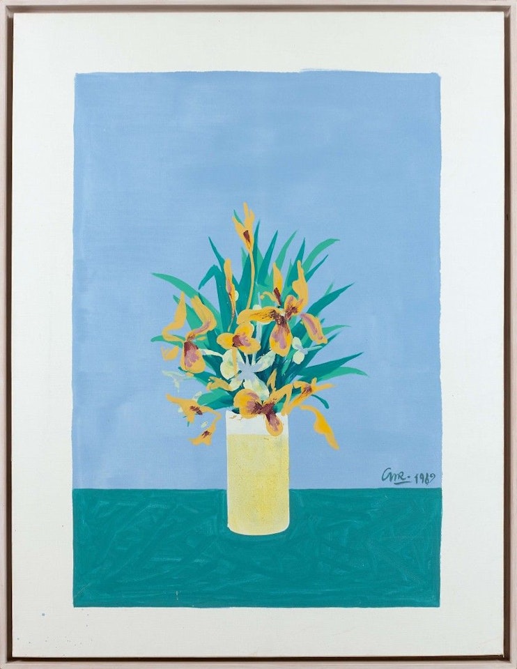 IRIS ON BLUE BACKGROUND by Louis Cane