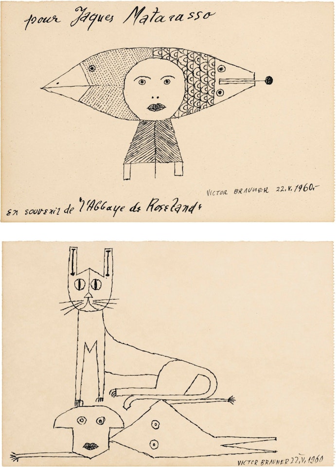TWO DRAWINGS : (I) SANS TITRE (II) SANS TITRE by Victor Brauner
