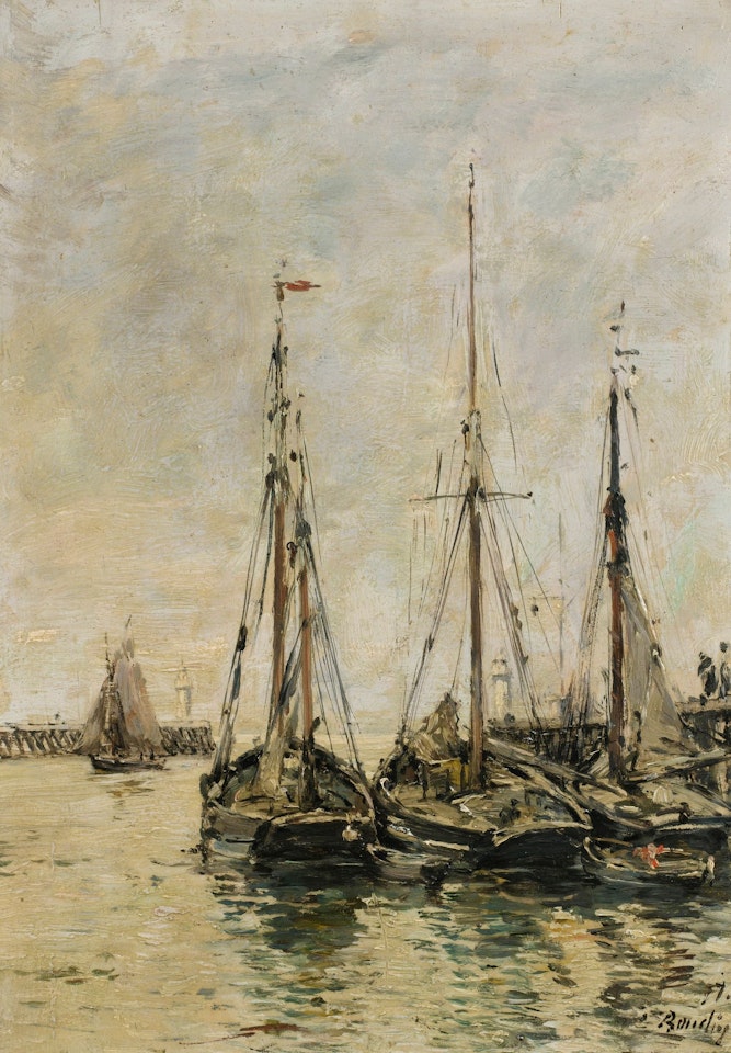 TROUVILLE. LES JETÉES. MARÉE HAUTE by Eugène Boudin