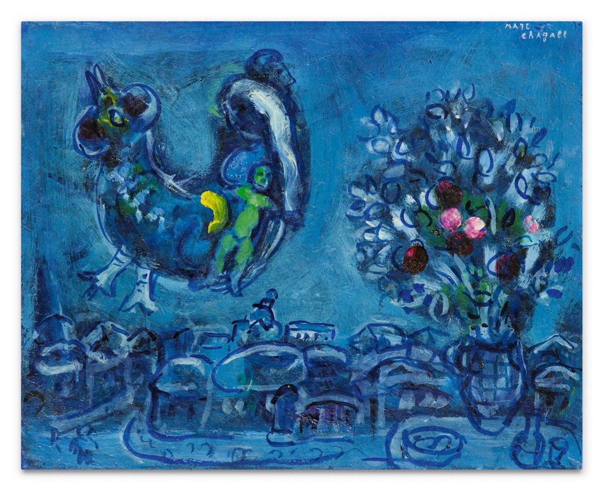 EVOCATION DU VILLAGE NATAL OU ETUDE POUR LA FEMME-OISEAU by Marc Chagall