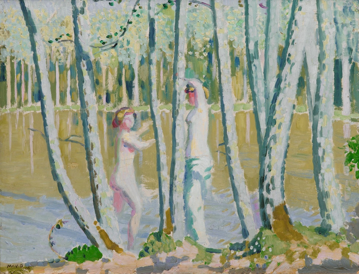 PRINTEMPS DANS LA FORÊT, ÉTUDE OU PAYSAGE BLANC by Maurice Denis