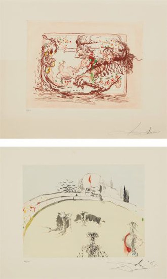 La Télévision; and La Tauromachine au tiroir, from Tauromachie surréaliste (Television; and Bullfight in a Drawer, from Surrealistic Bullfight) by Salvador Dali