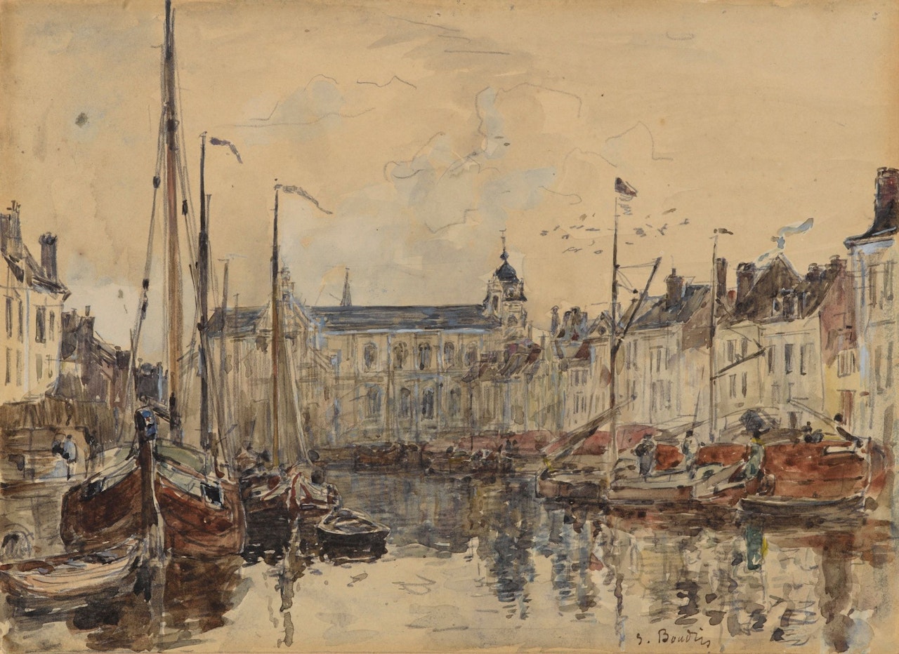 LE BASSIN DU COMMERCE À BRUXELLES by Eugène Boudin