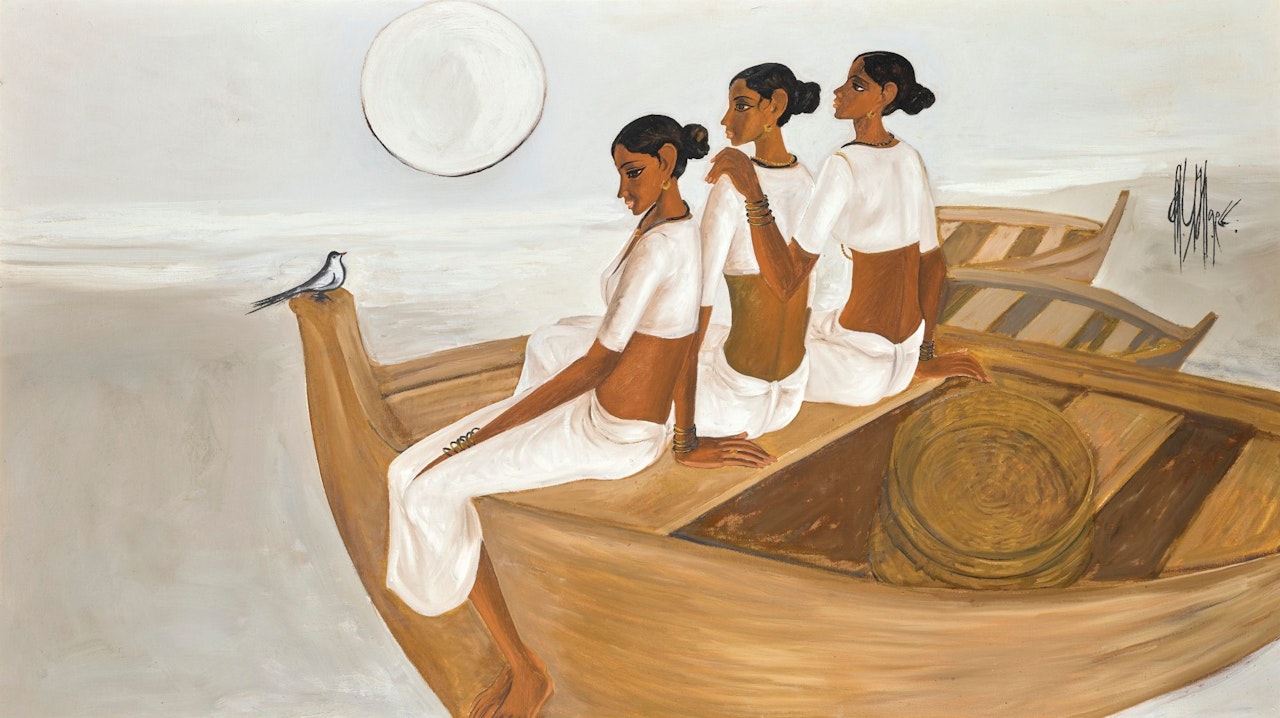 UNTITLED (THREE LADIES IN A BOAT) by B Prabha