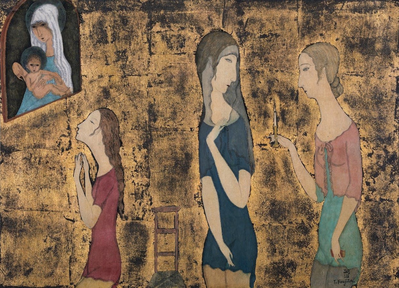 La vièrge et trois dames by Leonard Tsuguharu Foujita