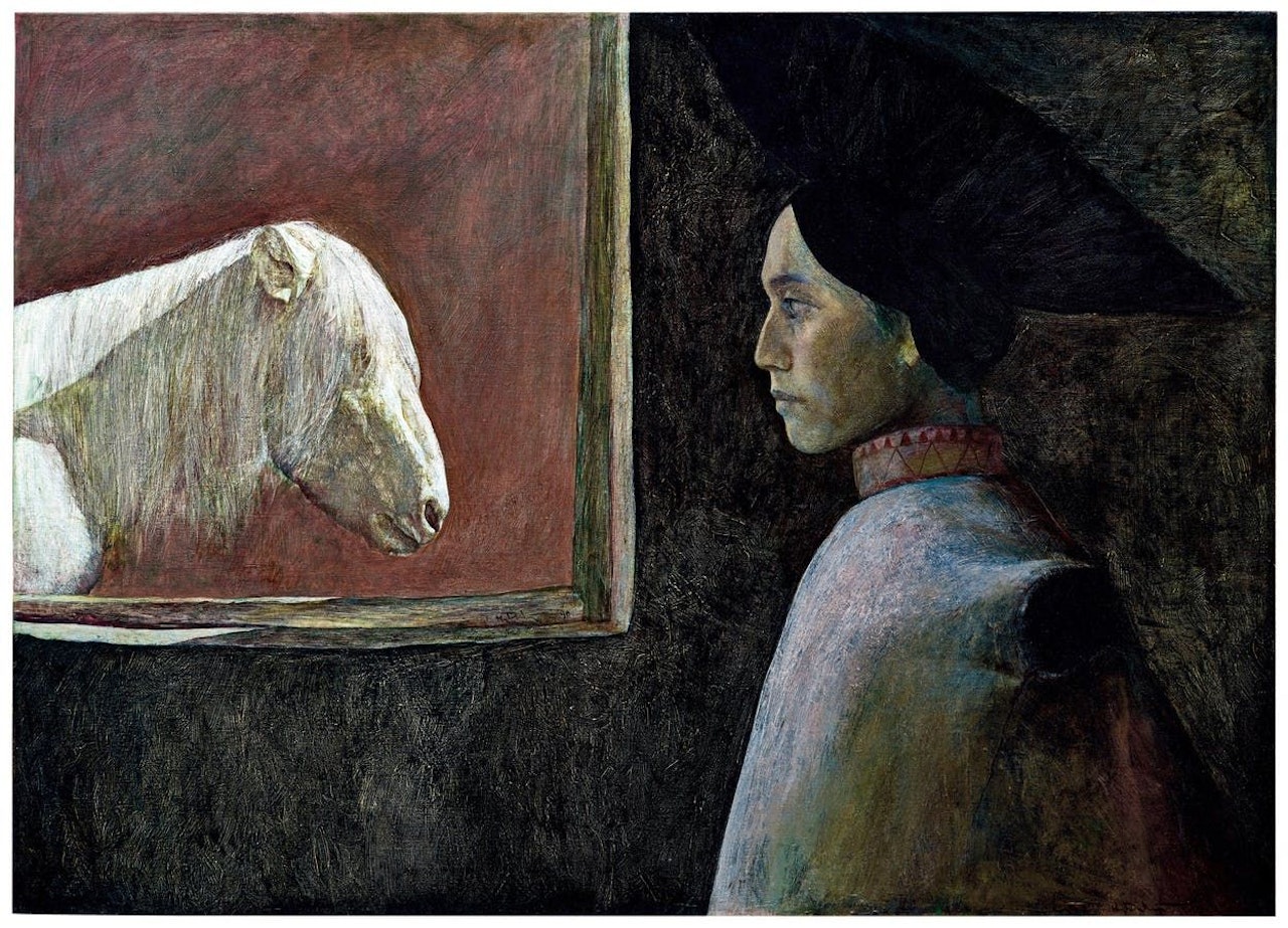 A Horse in Red Weather by He Duoling