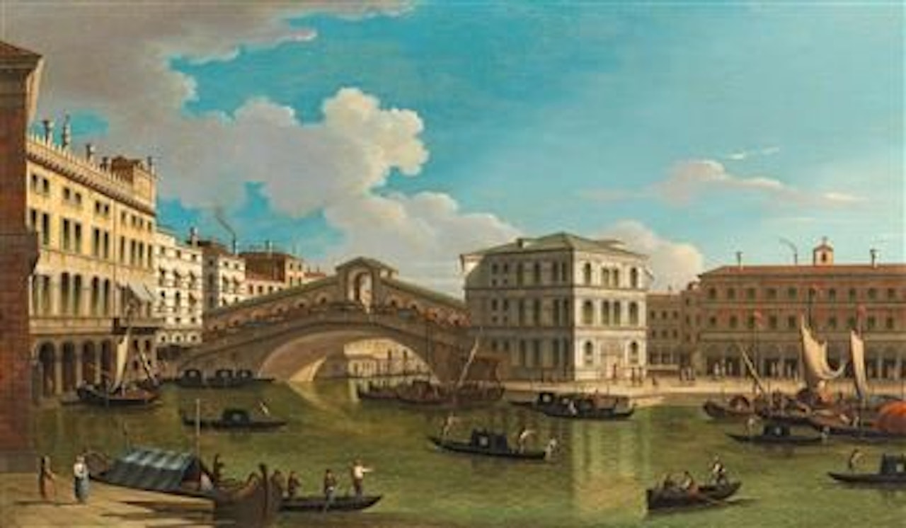 The Rialto Bridge with the Palazzo dei Camerlenghi, Venice by Follower of Canaletto