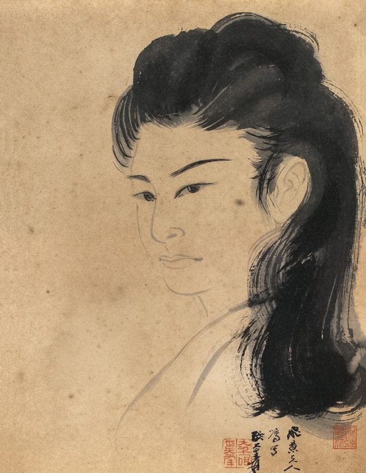 Sketch of a Lady by Zhang Daqian