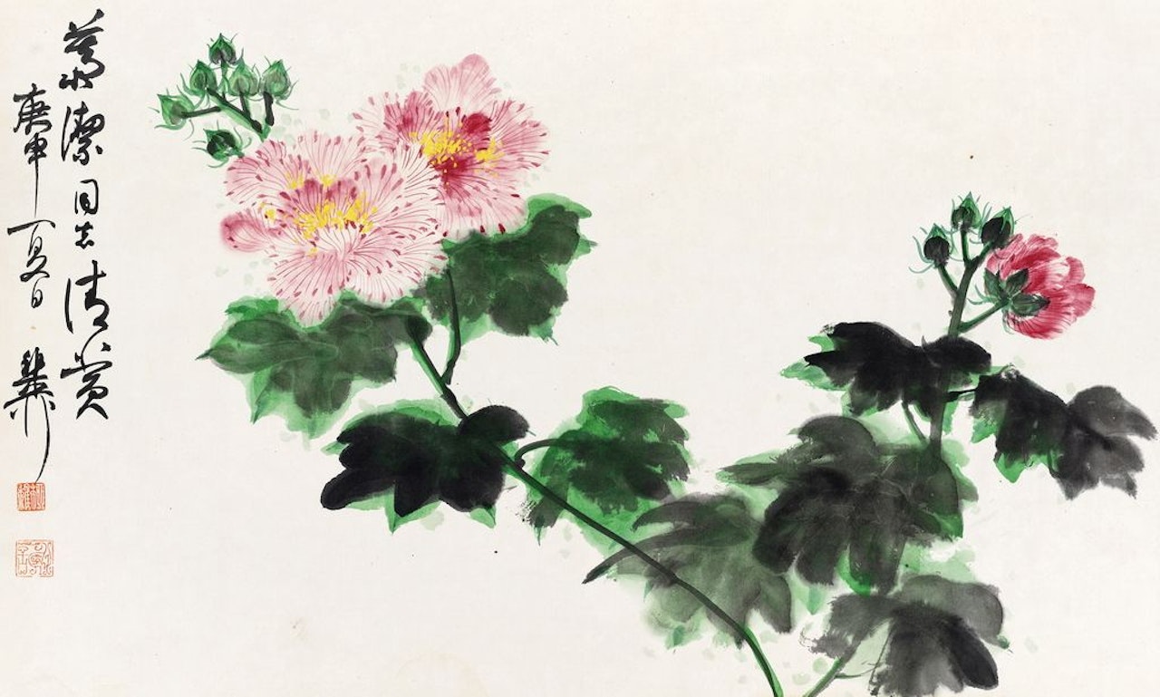 Hibiscus by Xie Zhiliu