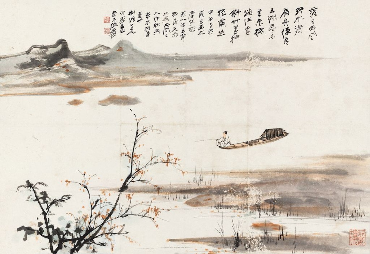 Fishing Along the Stream by Zhang Daqian