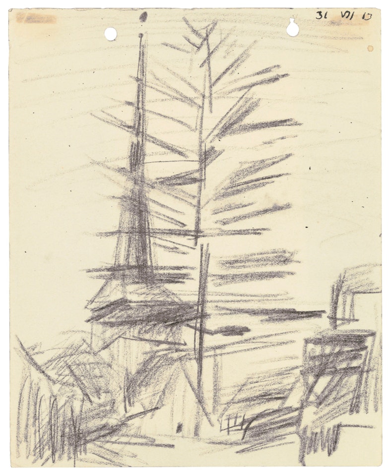 Church of Gelmeroda with Tree by Lyonel Feininger