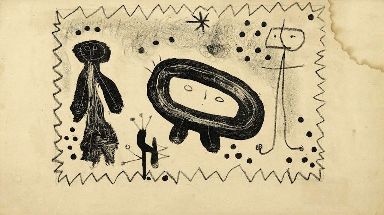 Character in the meadow by Joan Miró
