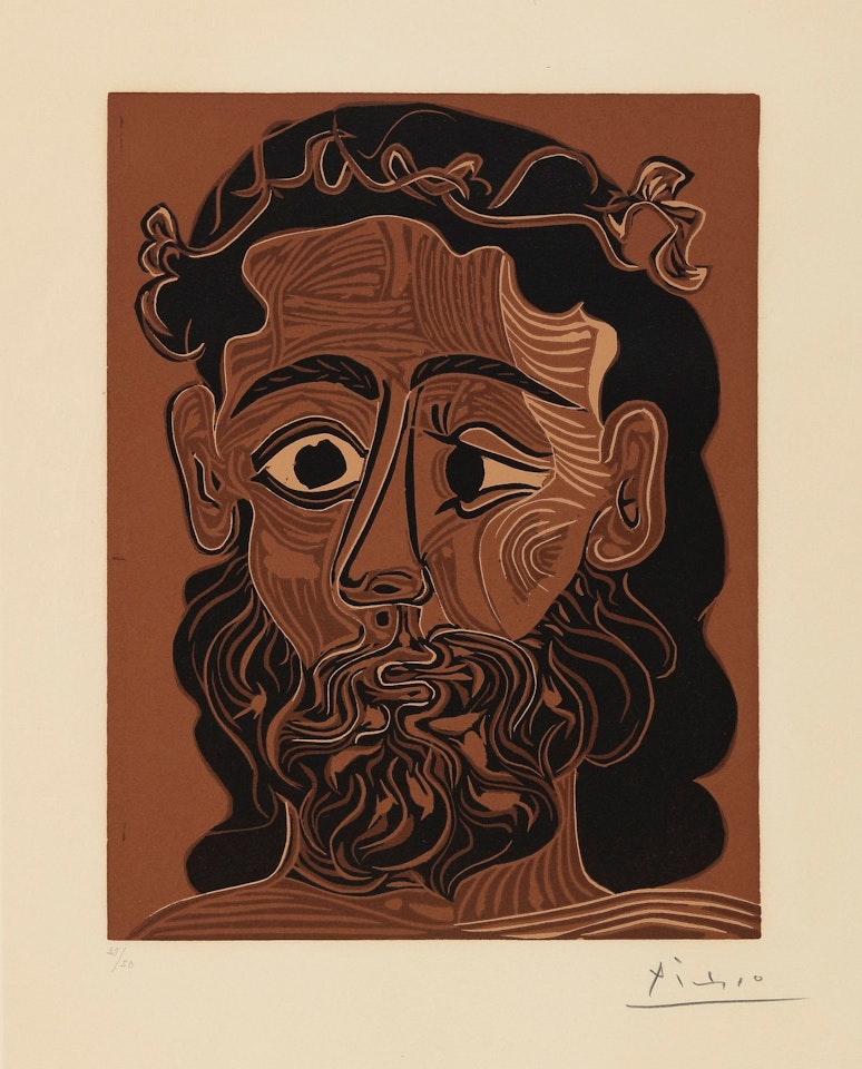 HOMME BARBU COURONNÉ DE FEUILLES DE VIGNE (B. 1088; BA. 1308) by Pablo Picasso