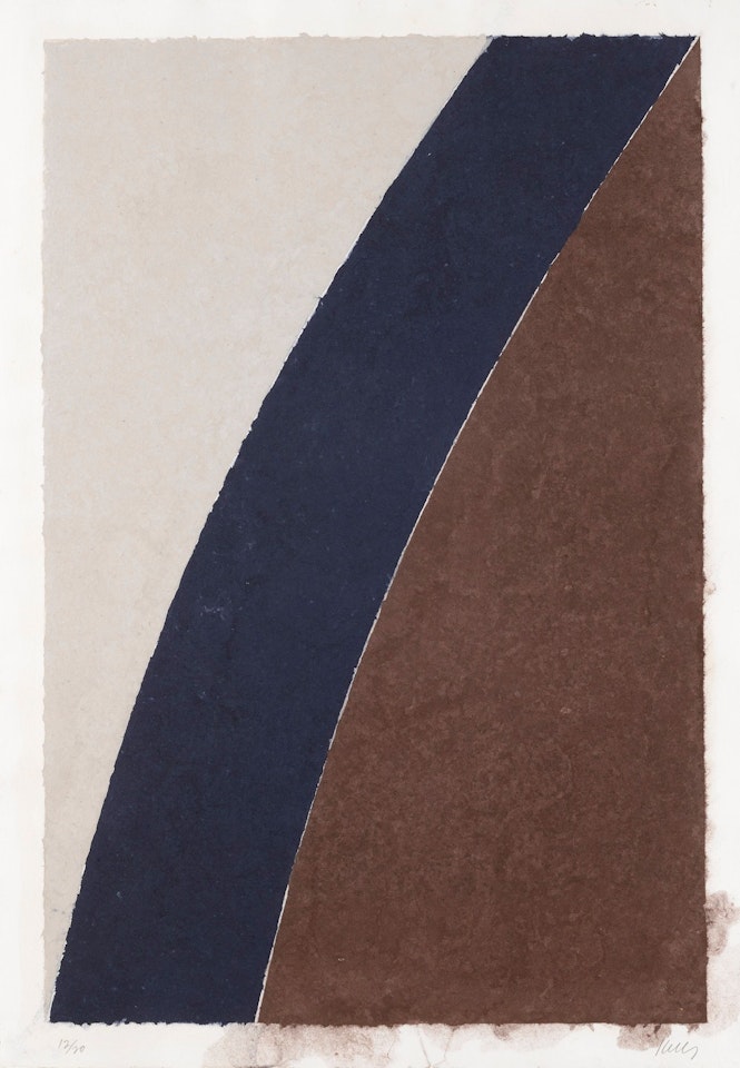COLORED PAPER IMAGE XII (BLUE CURVE WITH BROWN AND GRAY) (A. 152) by Ellsworth Kelly