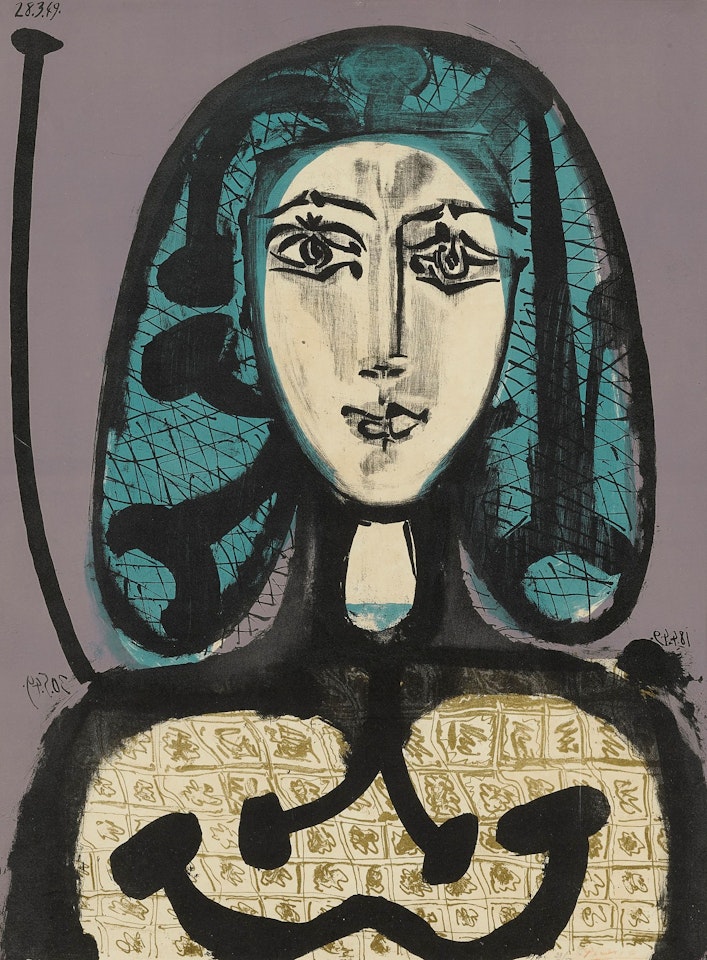 LA FEMME À LA RÉSILLE (FEMME AUX CHEVEUX VERTS) (B. 612; M. 178 TER) by Pablo Picasso