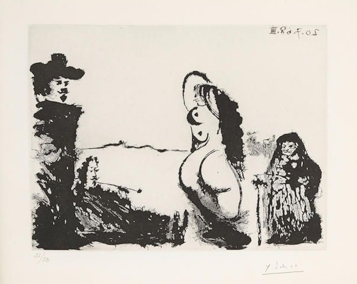 Un Dejeuner sur l'herbe rembranesque, avec Maja et Célestine, Pl. 211, from La Série 347 by Pablo Picasso