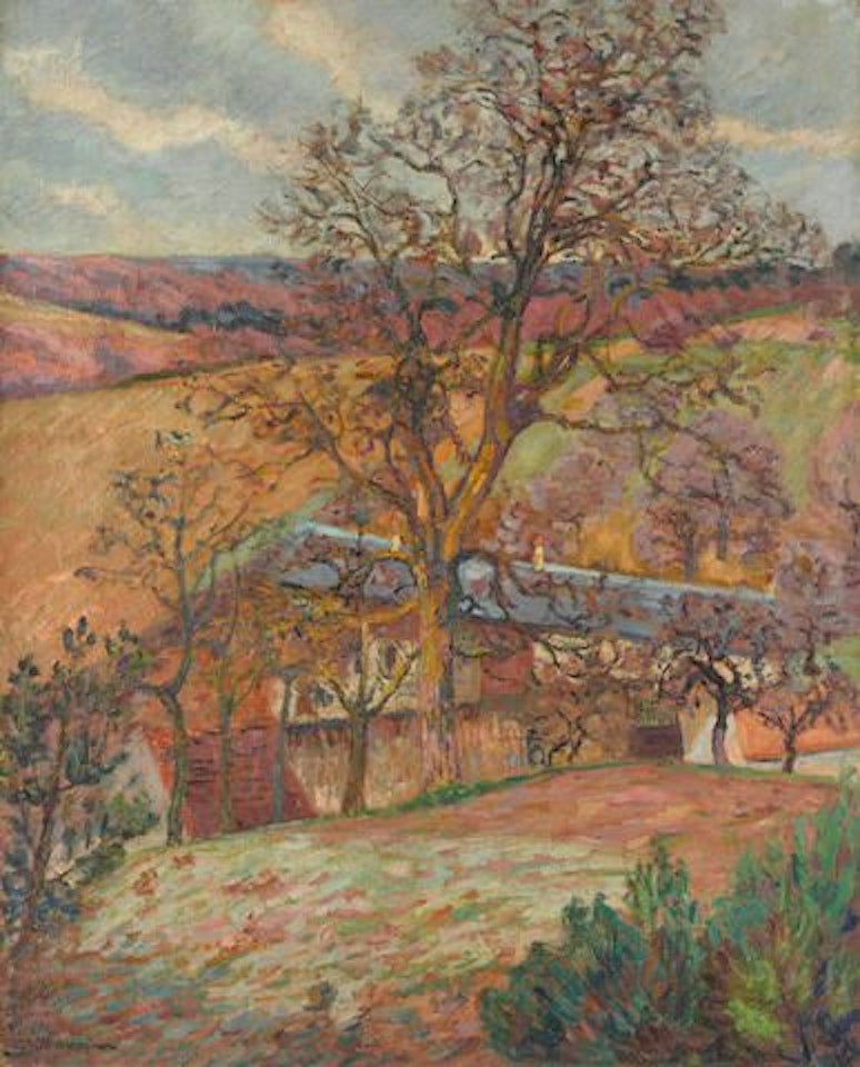 Ferme et arbres à Saint-Chéron by Armand Guillaumin