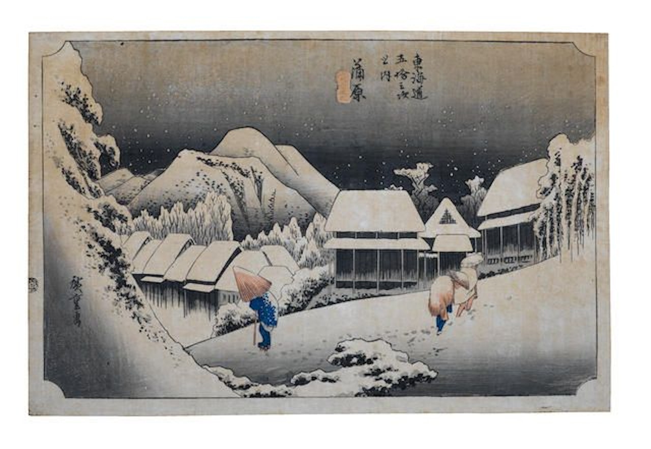 Kambara yoru no yuki (Evening Snow, Kambara) by Utagawa Hiroshige