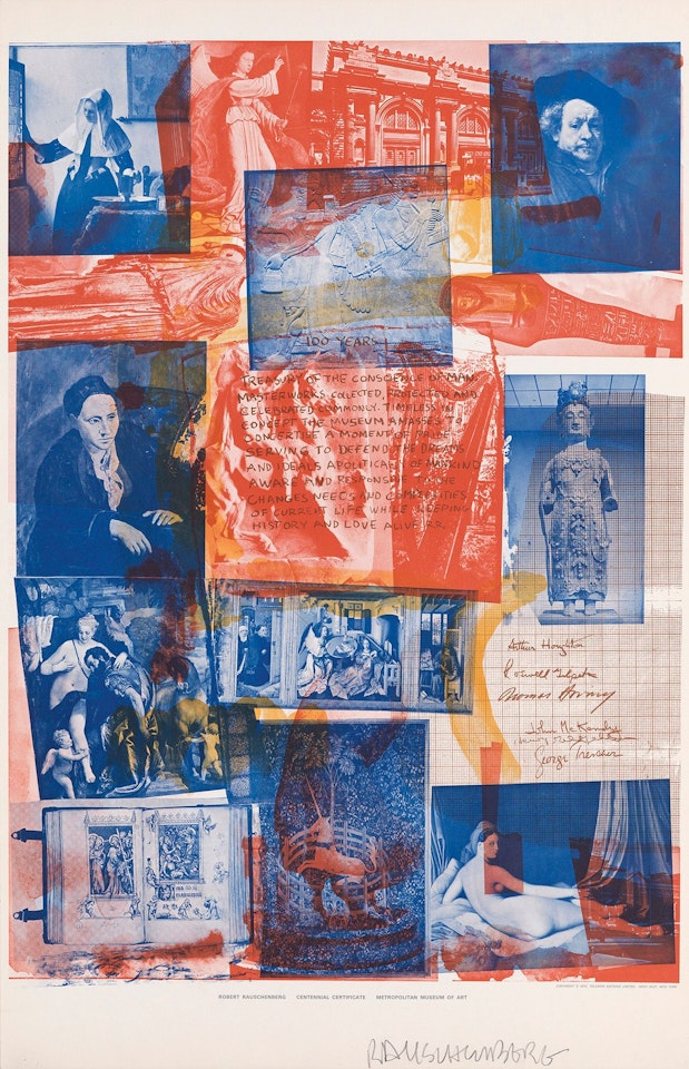 After Centennial Certificate Mma by Robert Rauschenberg