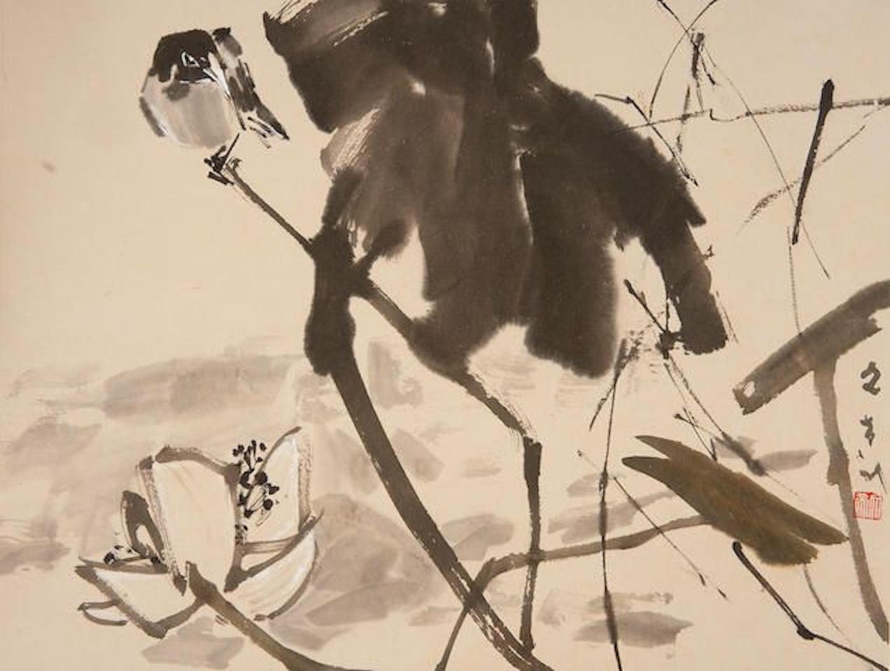 Bird and Lotus by Chen Wen Hsi