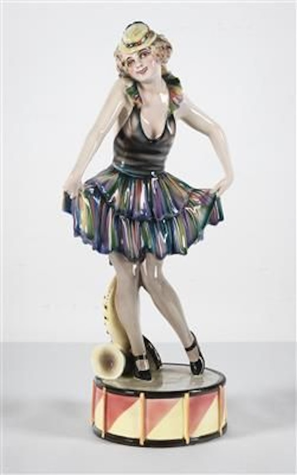 Variete dancer with tambourine and saxophone by Josef Lorenzl