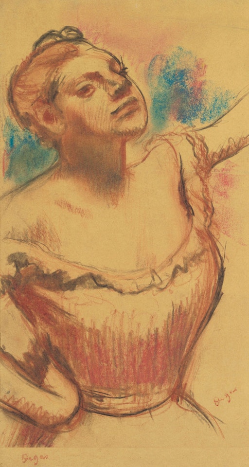 Buste de danseuse au corsage rouge by Edgar Degas