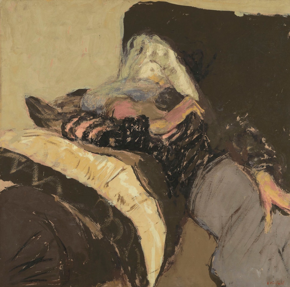 Lucy Hessel dormant sur un divan by Édouard Vuillard