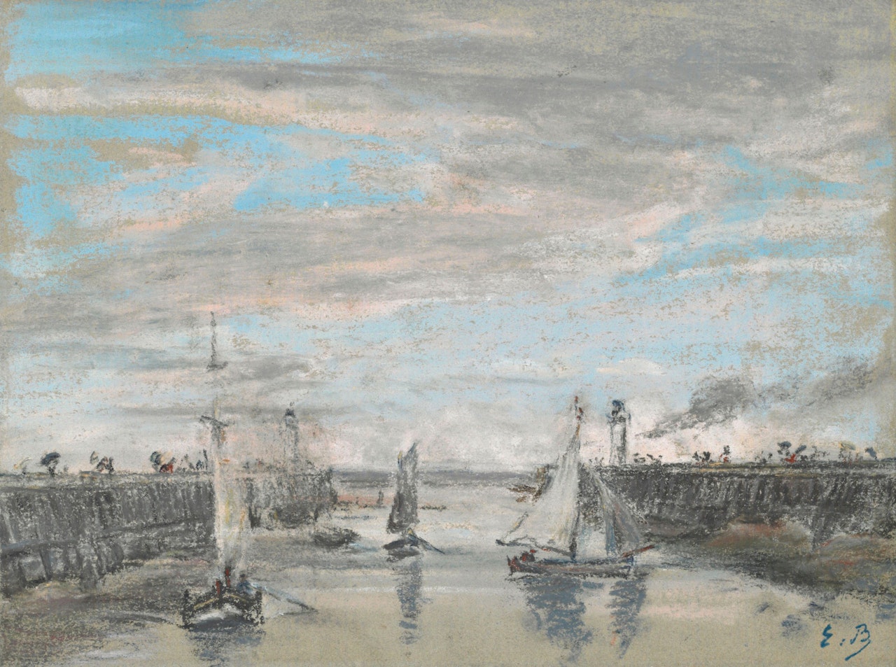 Les jetées à Trouville by Eugène Boudin