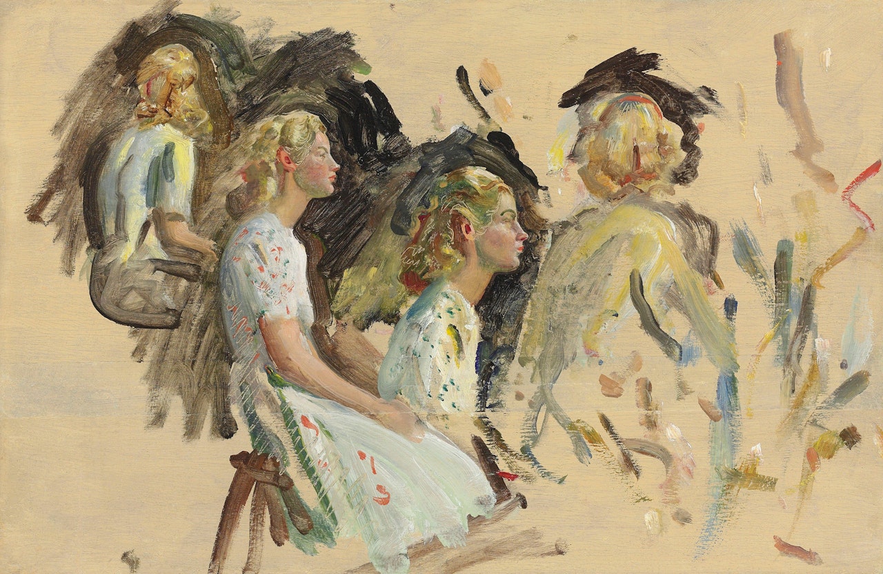 Portrait studies of Yvonne Adams, née Gates by Alfred James Munnings