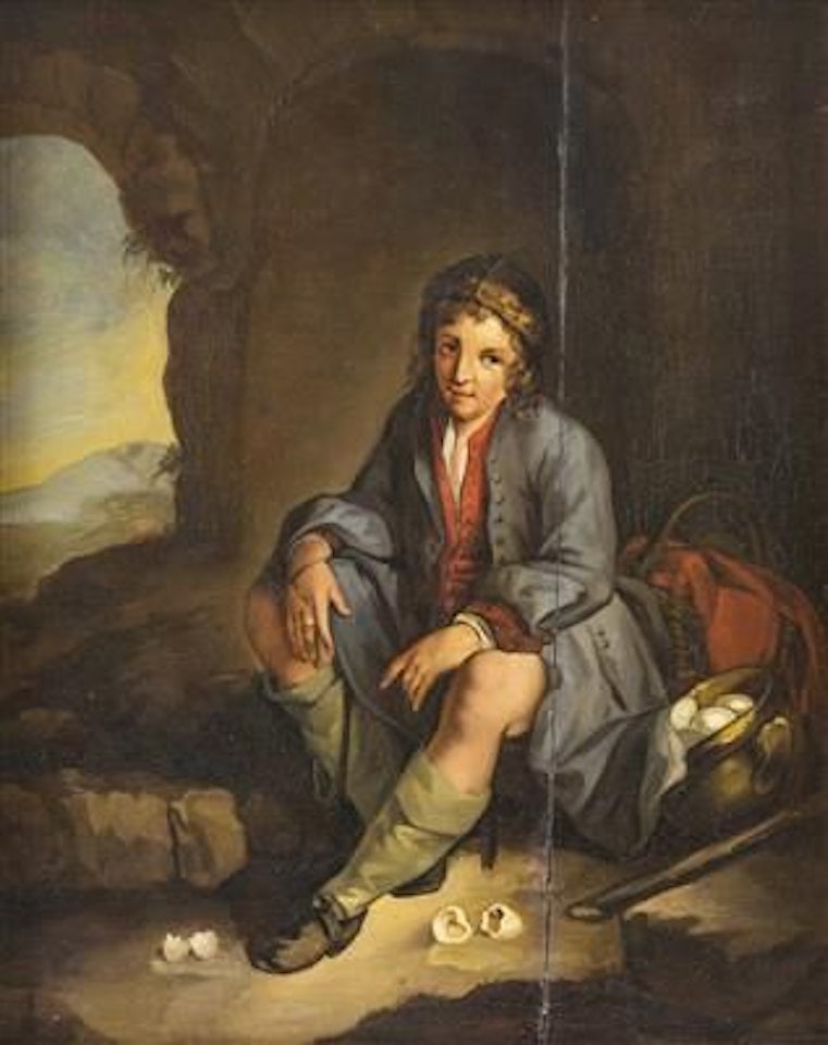 The young egg seller in rock grotto with a view by Bartolomé Esteban Murillo