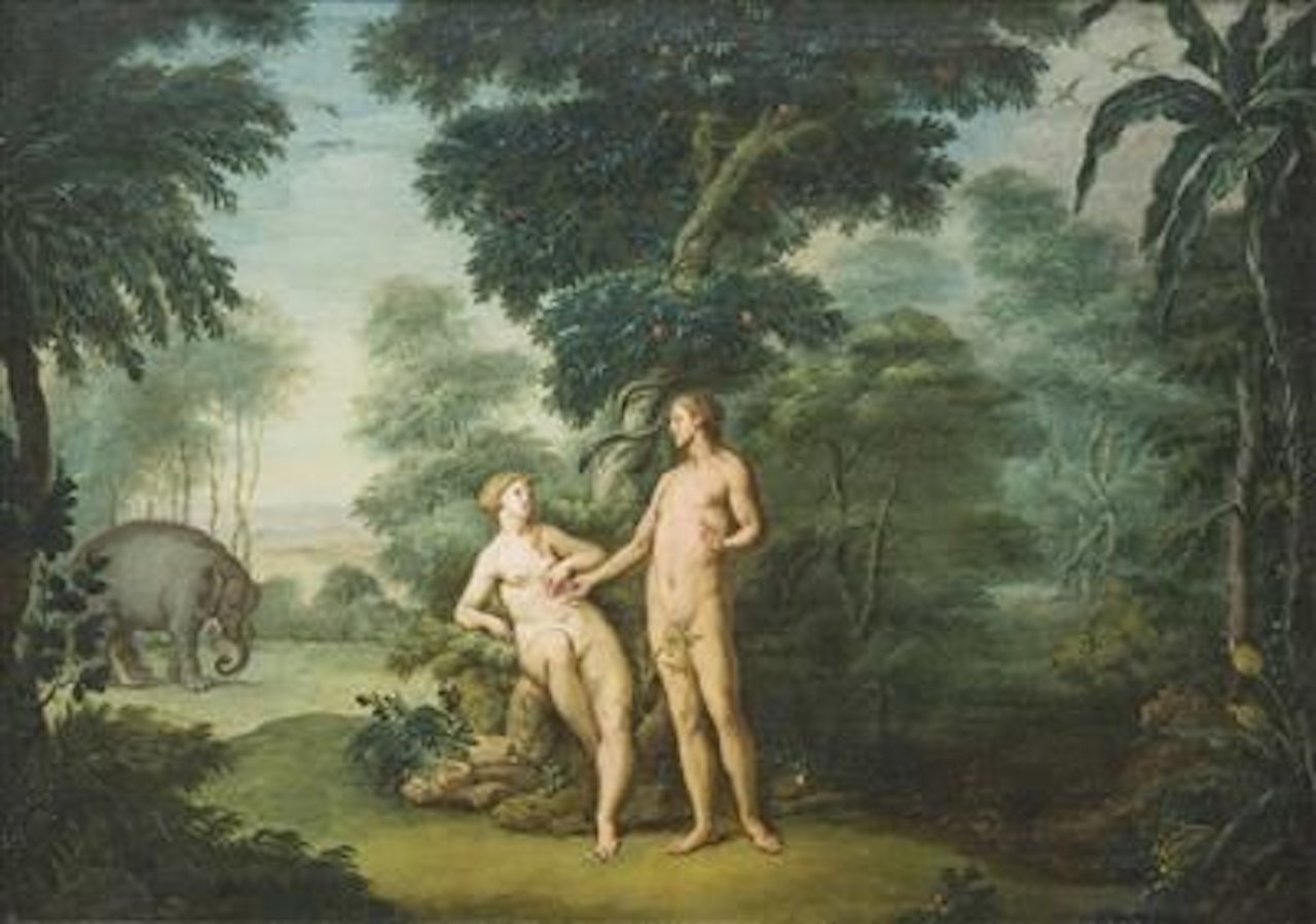 Adam and Eve in paradise (with elephants) by Paul Bril
