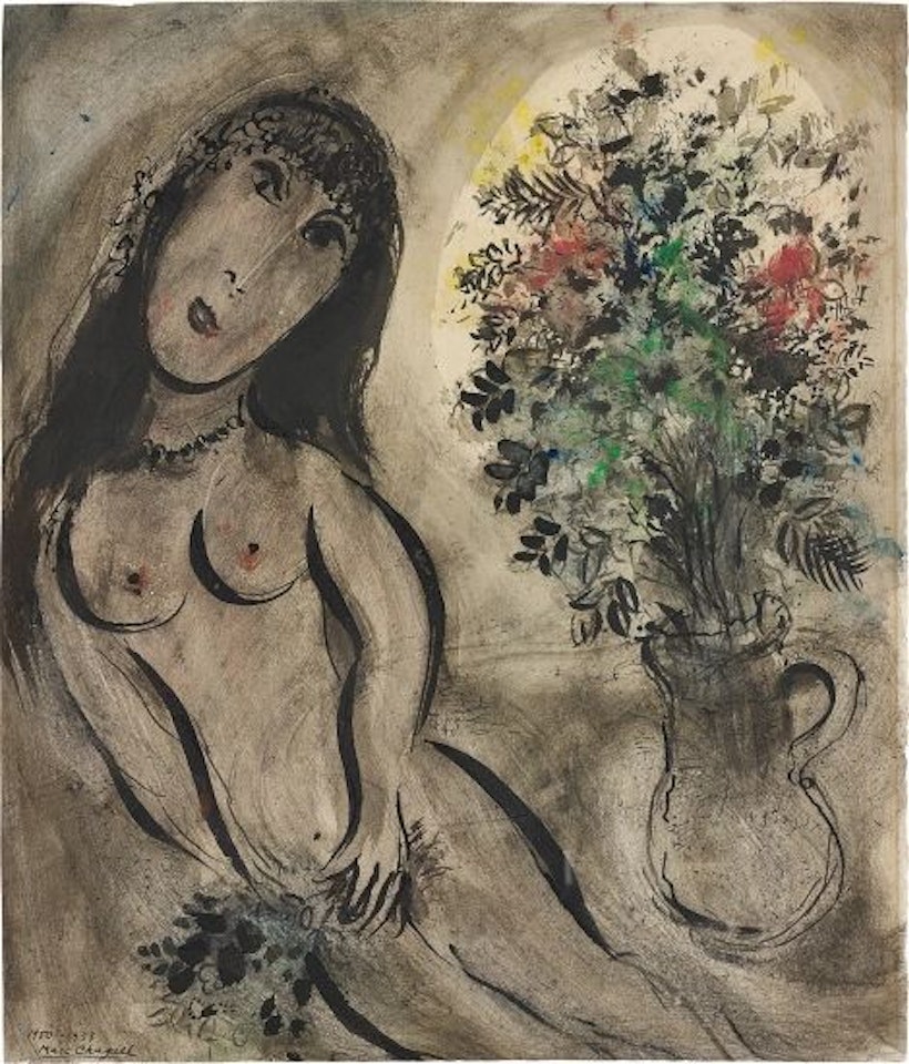 Femme et vase de fleurs by Marc Chagall
