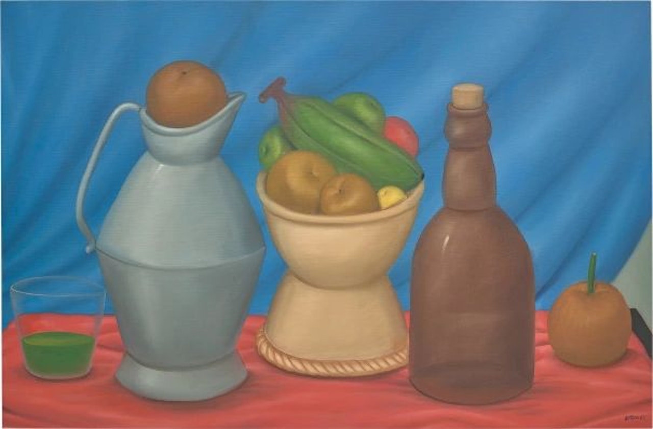 Still Life with Bottle by Fernando Botero