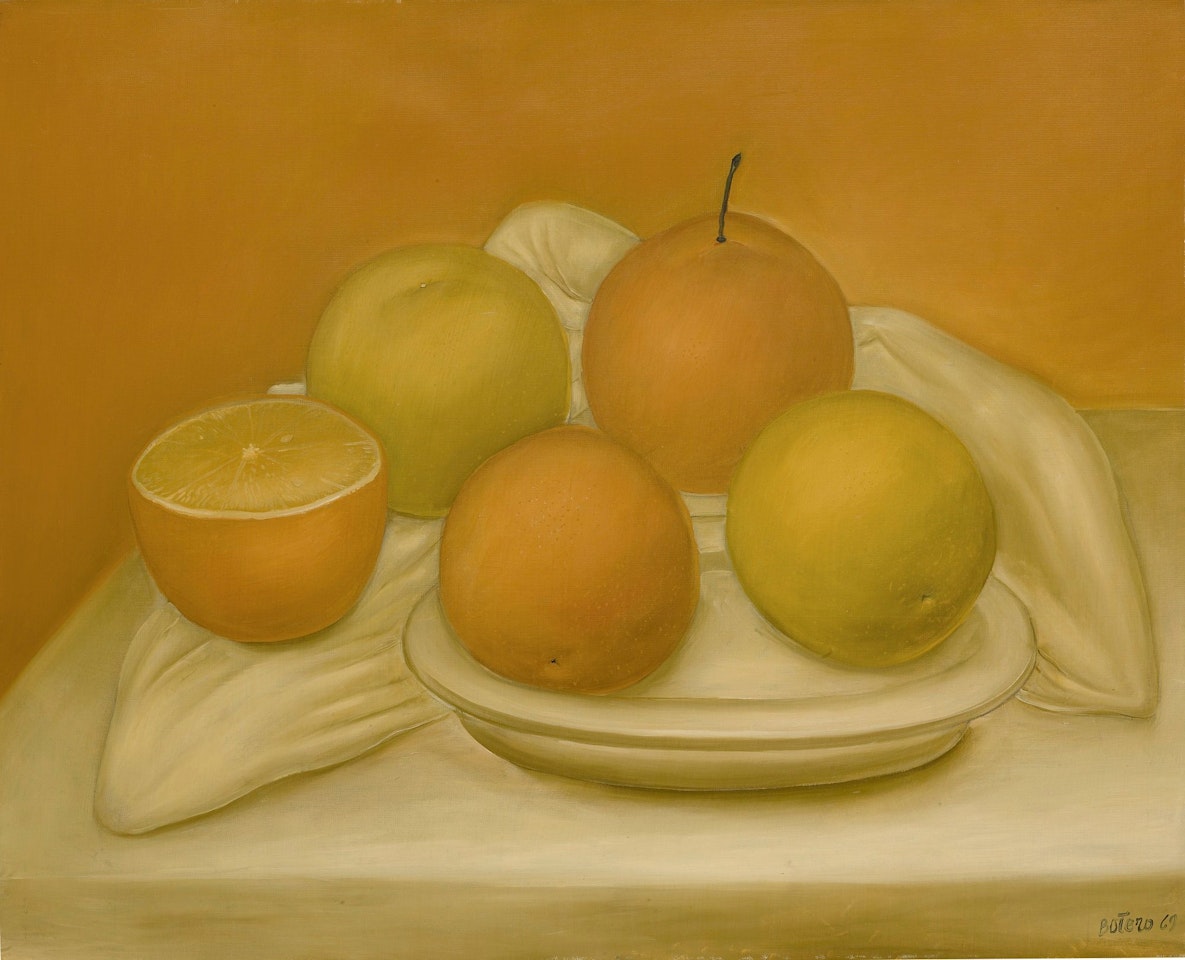 STILL LIFE WITH ORANGES by Fernando Botero