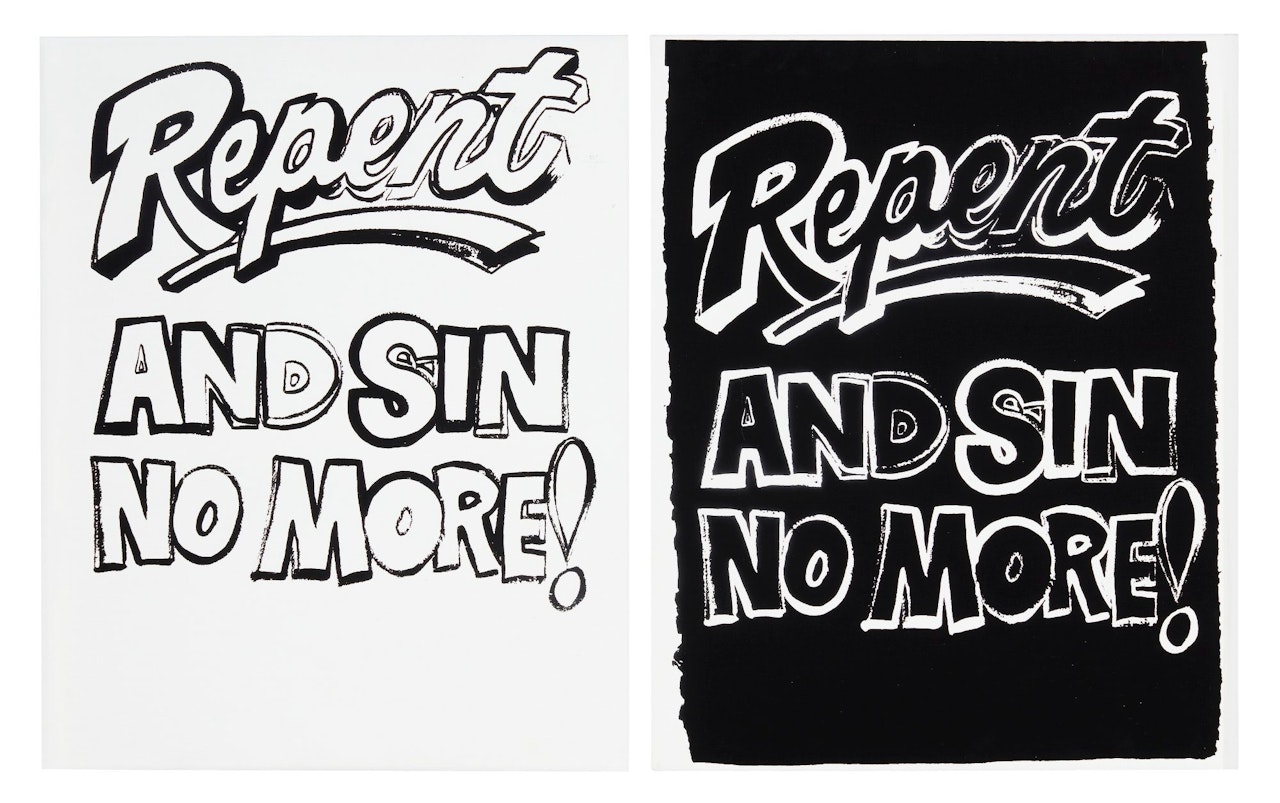 I. REPENT AND SIN NO MORE! (POSITIVE) II. REPENT AND SIN NO MORE! (NEGATIVE) by Andy Warhol