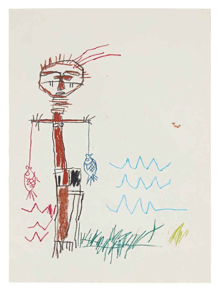 UNTITLED (FIGURE HOLDING UP FISH) by Jean-Michel Basquiat